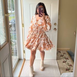 Rust orange multi-print dress NEW